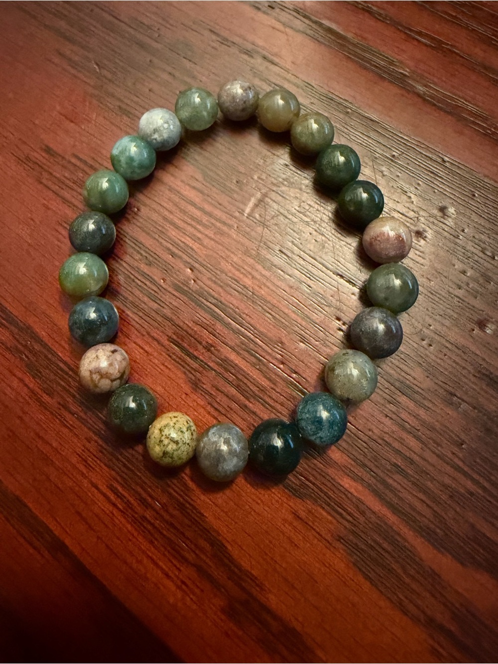 🔮4/$20🔮Moss Agate Colourful Beaded Stretch Bracelet